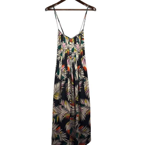 Women’s Banana Republic Size 6 Navy Blue with Multicolored Palm Leaf Design Slee - Picture 1 of 6